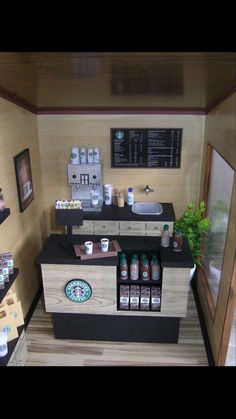 the inside of a starbucks coffee shop