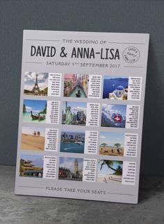 the wedding of david and ann - i - usa calendar is displayed on a table