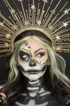 Skeleton Costumes, Sugar Skull Costume, Skeleton Halloween Costume, Creepy Halloween Makeup, Halloween Beauty, Skeleton Costume, Halloween Makeup Inspiration