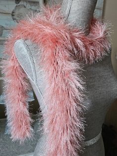 Hand Knit Soft Scarf,   Rose Pink Eyelash Fur,  Fur Trim for Outfit,  This is a fun scarf!  Perfect teachers gift. Eyelash yarns are so much fun, very elegant too,  would make any ordinary sweater to a one of a kind one.  I have been using them for years, can not make enough of them :)  Very soft, I make them with a bigger knitting needle,  this way I can get the best out of the yarns and this way they do feel light.  The Eyelashes are very smooth and shiny. Just enough warmness for you to use i Pink Knitted Scarves For Winter, Pink Knitted Winter Scarves, Pink Scarves As Gifts, Pink Hand Knitted Scarves One Size, Pink Crochet Scarves, Knit Scarf Women, Eyelash Scarf, Womens Scarf, Cooling Scarf