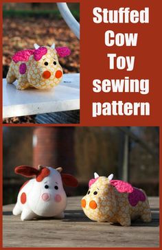 stuffed cow toy sewing pattern with instructions on how to sew it and how to make it