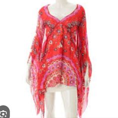 Absolutely Stunning Silk Carola-Corana Tunic Emilio Pucci Tunic Silk Rare Empire Waist Style Batwing Designed For 2012 Line (Or 2011?) Gorgeous Worn Once No Flaws Or Snags Or Stains Pit To Pit = 19" Length = 34" Designer Summer Blouse V-neck, Designer V-neck Summer Blouse, Emilio Pucci, Bat Wings, Empire Waist, Size 12, Top Blouse, Womens Tops, Silk