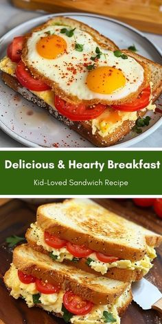 delicious and hearty breakfast sandwiches with egg, tomato, and cheese on toasted bread