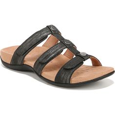 Vionic Women's Amber Slide Black I8699S2001 Vionic Sandals, Breathing Room, Long Flights, Heel Pain, Black 13, Beaded Trim, The Vamps, Hug You, Black 7