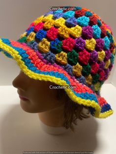 a crocheted hat is shown on top of a mannequin's head