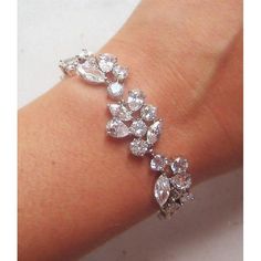 Round, Pear & Marquise Diamond 12 Ct Ladies Bracelet Solid Gold White 14K Tennis Bracelet Cristal Bracelet, Bridal Cuff, Gold Door, Cubic Zirconia Bracelet, Swarovski Crystal Bracelet, Swarovski Bracelet, Prom Jewelry, Bridal Bracelet, Gold Crystal