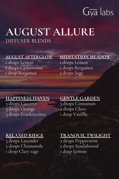 Unveil the charm of summer with our August Allure diffuser blends. 🌞✨ Its captivating scents are perfect for enhancing the season’s magic and adding a touch of elegance to your space.  #GyaLabs #UpliftYourEveryday #essentialoils #summerseason #amazing #soulwisdom #August #vibes #summer  #summervibes #abundance #abundancemindset #miracles #blessings #inspiration #NaturalCare #HealthyLiving #EssentialOils #woman Summer Scents Essential Oils, End Of Summer Essential Oil Blend, Summer Solstice Diffuser Blend, Summer Candle Scents Essential Oils, Abundance Essential Oil Diffuser Blends, August Vibes, Magic Oil, Herbal Essence, Essential Oil Perfumes Recipes