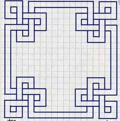 an image of a blue and white tile pattern with squares on it, as well as the