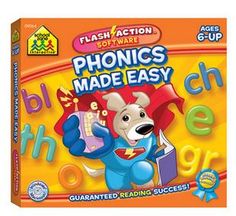 flash action phonics made easy book with an image of a dog holding a book