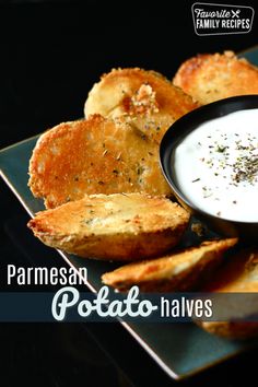 a plate with bread and dip on it