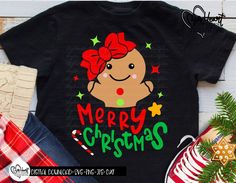 a t - shirt that says merry christmas with a ginger on it and candy canes