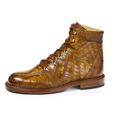 Mauri 4929 Cognac Path Finder Alligator/Ostrich Leg Boots - Dudes Boutique Luxury Alligator Leather Dress Shoes With Moc Toe, Luxury Alligator Leather Moc Toe Boots, Gator Boots, Brown Alligator Boots, Ostrich Skin Boots, Ostrich Legs, Alligator, Cognac, Hiking Boots