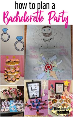 a collage of pictures with the words how to plan a bachelor party on it