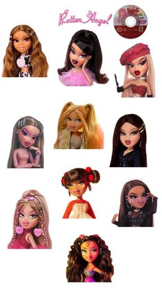 barbie dolls with different hair styles and makeup looks for each doll's face shape