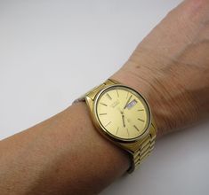 Vintage gold watch / Seiko sports Gold dress watch / Quartz watch / gents Gold Plated Dress Watch / Watch / Gift for him (v11) Seiko Gold Watch, Plated Dress, Seiko Vintage, Watch Gift For Him, Seiko Sport, Seiko Gold, Vintage Gold Watch, Watch Gift, Watch Vintage