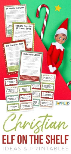 elf on the shelf printables for christmas and other holiday activities with text overlay