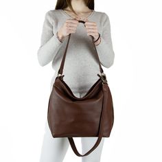 Women leather hobo bag brown, Soft shoulder bag medium, Slouchy handbag in genuine leather Brown Handheld Hobo Bag For Fall, Versatile Hobo Bag With Zipper Closure, Brown Handheld Hobo Bag With Single Shoulder Strap, Everyday Hobo Bag With Zipper Closure, Brown Leather Bucket Bag With Single Shoulder Strap, Fall Bags With Single Shoulder Strap For Everyday Use, Fall Everyday Single Shoulder Strap Bag, Brown Hobo Shoulder Bag For On-the-go, Hobo Shoulder Bag For Everyday Use