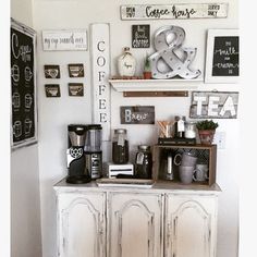 a coffee bar in the corner of a room