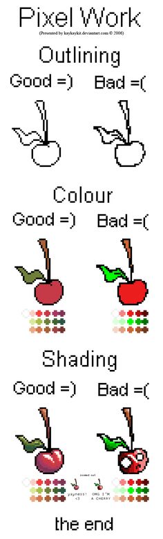 an image of pixel work with the words good and bad written in different font styles