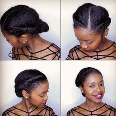 simple elegant updo for natural hair Thick Natural Hair, Flat Twist Updo, Natural Hair Routine, Protective Hairstyle, Pelo Afro, Hair Routine