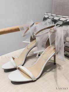 Lasaky - Chic and Elegant Womens Ankle Strap Stiletto Sandals with Bow Detail - Perfect for Bridal Occasions Fall Heels, Knit Shirt Dress, Fall Attire, Bodysuit Blouse, Prom Heels, Bridal Sandals, Bridal Heels, Modern Shoes, Prom Style