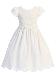 Cotton Flower Girl Dress, White Communion Dress, Girls Communion Dresses, Holy Communion Dresses, Tea Length Skirt, Heirloom Dresses, First Communion Dress, Girls White Dress, First Communion Dresses