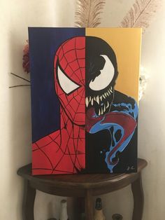 two paintings of spider - man and spide