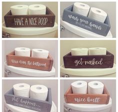 six different types of toilet paper in wooden trays