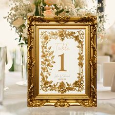 the table numbers are displayed in gold frames