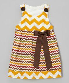 Orange & Brown Zigzag Dress - Infant & Toddler | Daily deals for moms, babies and kids Zig Zag Dress, Sweet Dresses, Thanksgiving Dress, Dress Infant, Zigzag Pattern, Kid Clothes, Chevron Dress, Fall Dress, Boho Baby