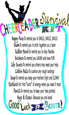 a cheerleader survival poem written in colored ink