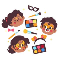 three children with face paint and makeup