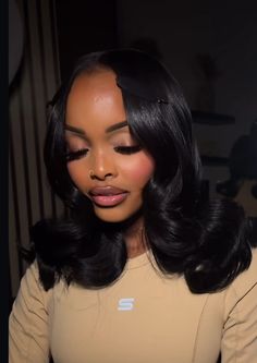 Middle Part Wedding Hairstyles Black Women, Layers Weave Black Women, Middle Part Bouncy Curls, Wig Hairstyles With Color, Short Wavy Wigs For Black Women, Empire Hair Weave Styles, Long Bob Natural Hair Black Women, Bob Curls Black Women, Hairstyles For Medium Length Hair With Layers Black Women