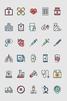 the medical icons are arranged in different colors and sizes, including one for each type of device