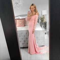 Silhouette:Mermaid/Trumpet Dresses Length:Floor-Length Neckline:V-Neck Fabric:100% Polyester Size Bust Waist Hips Hollow To Hem Height 2 32.5 25.5 35.75 58 63 4 33.5 26.5 36.75 58 65 ”Buy Now” Or “Add To Bundle” Button To Purchase Inventory: 2018fwss03 Elegant Pink Dress, Pink Mermaid Dress, Fuzzy Sweater Dress, Party Dress Night, Long Sleeve Sheath Dress, Dress Night Out, Floral Ruffle Dress, Women Bodycon Dress, Ribbed Knit Dress