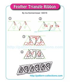 the instructions for how to make a feather triangle ribbon