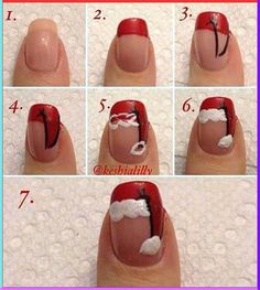 This article is all about the easy Christmas nail designs tutorials step-by-step guide for the beginners. Choose your DIY Christmas manicure theme. Nail Ideas For Beginners, Diy Nail Designs Step By Step, Nail Designs Step By Step, Santa Hat Nails, Nail Design Tutorial, Beginner Nail Designs, Nail Designs Christmas, Christmas Nail Designs Easy, Christmas Nail Ideas