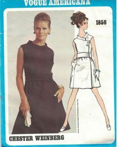 1856 UNCUT Vogue Sewing Pattern Misses Semi Fitted Once Piece Dress Weinberg OOP | eBay Vogue Dress Patterns, Vintage Vogue Patterns, Vogue Vintage, Buttoned Dress, Robes Vintage, Dress Buttons, Vogue Dress, Vogue Sewing, Vogue Sewing Patterns