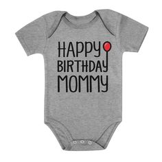 The Tstars Happy Birthday Mommy Short Sleeve Onesie is the perfect gift for any baby! It will make a great gift for birthdays, baby shower, Christmas, Halloween, Thanksgiving or just because! Fitted Short Sleeve Onesie For Birthday, Playful Fitted Onesie For Birthday, Unisex Cute Onesie For Birthday, Funny Onesie With Letter Print For Playtime, Fitted Letter Print Onesie For First Birthday, Fitted Onesie With Letter Print For First Birthday, Playful Cotton Onesie For First Birthday, Funny Short Sleeve Onesie For Birthdays, Funny Short Sleeve Onesie For Birthday