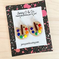 Art Palette Earrings Artist Earrings Art Earrings Art - Etsy Artistic Hand Painted Earrings For Gifts, Artsy Multicolor Pierced Earrings, Artistic Drop Earrings, Artistic Dangle Plug Earrings As Gift, Artistic Multicolor Earrings, Artistic Design Earrings As Gift, Artistic Dangle Plug Earrings, Artistic Dangle Plug Earrings For Pierced Ears, Handmade Artsy Art Gift