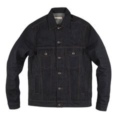 The UB901 by Unbranded is the classic style denim jacket. Made from 100% cotton sanforized 14.5oz rope-dyed indigo selvedge raw denim. Featuring chest and side pockets, exposed selvedge inner placket, and signature blue ear selvedge ID. Dark Wash Cotton Denim Jacket With Welt Pockets, Fitted Selvedge Denim Jacket In Dark Wash, Classic Dark Wash Denim Jacket With Double-needle Stitching, Classic Selvedge Dark Wash Outerwear, Spring Selvedge Denim Outerwear, Vintage Fitted Selvedge Denim Jacket, Selvedge Denim Blue Cotton Jacket, Style Denim Jacket, Waist Jacket