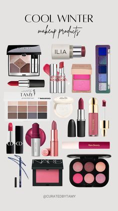 If you're a Cool Winter, this collection of makeup products is crafted to enhance your unique cool-toned beauty. From icy highlighters to jewel-toned eyeshadows and berry lip shades, these products bring out the depth and vibrancy of a Cool Winter complexion. Featuring brands like Dior, MAC, and Rare Beauty, this guide is perfect for finding the hues that suit you best. Tap to discover your new go-to shades for a radiant winter glow!   #CoolWinterMakeup #WinterBeauty #CoolTones #MakeupInspo True Cool Winter Color Palette, True Winter Eyeshadow, Cool Winter Eyeshadow Palette, Winter Pallete Makeup, Makeup For Winter Palette, Cool Winter Palette Makeup, True Winter Makeup Palette, Cool Winter Skin Tone