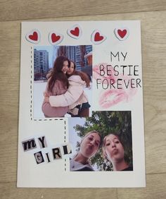 Scrapbook For Bff Birthday, Birthday Card Ideas Scrapbook, Picture Card Ideas For Best Friend, Journal For Friend Gift Ideas, Journal Ideas For Bestie, Bestie Bday Gift Ideas, Diary Ideas For Best Friend, Besties Scrapbook Ideas