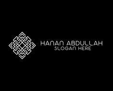 a black and white logo with the words hahan abdulah, slogan here