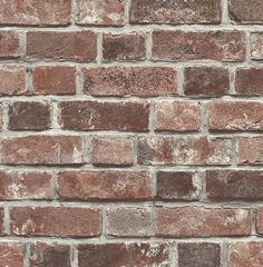 Sample Faux Red Brick Prepasted Wallpaper in Red/Charcoal by Seabrook Paper Bricks, Red Brick Wallpaper, Faux Brick Wallpaper, Peelable Wallpaper, Faux Brick Walls, Faux Brick, Brick Patterns, Brick Wallpaper, Style Loft