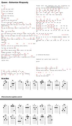 the guitar chords for queen bohemian rhapsody