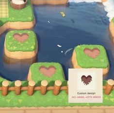 an animal crossing game with lots of green grass and hearts on the top of it