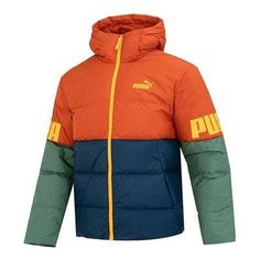 PUMA Power Down Hooded Jacket 'Orange' 676032-64 Puma Jacket, Hooded Jacket, Mens Jackets, Orange