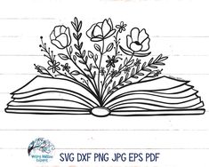 an open book with flowers on it and the words sing dxf png