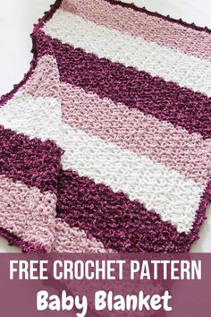 a crocheted baby blanket with the words free crochet pattern on it